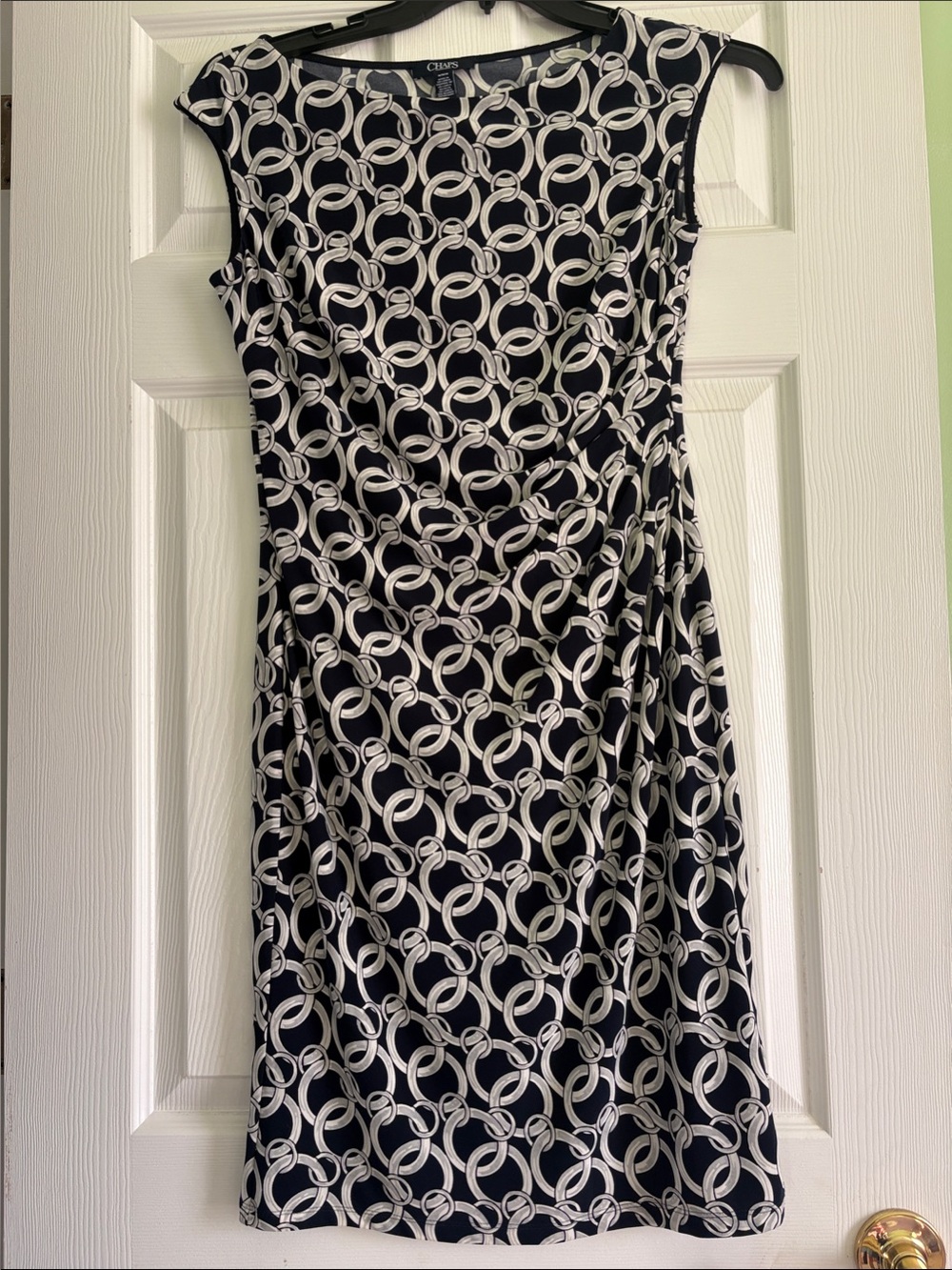 Chaps Black & White Chain-Link Cap-Sleeve Dress